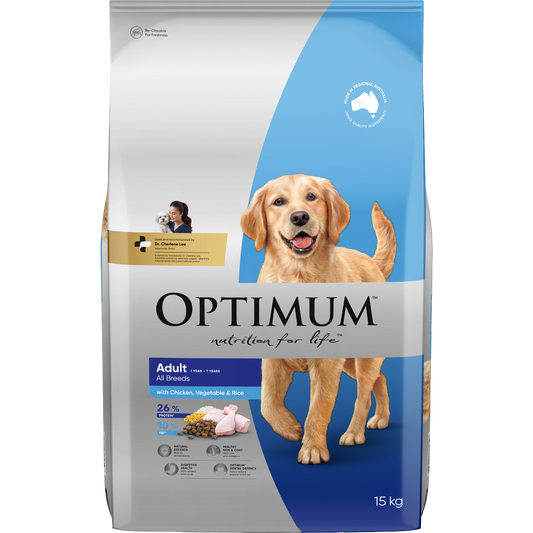 Optimum dog adult chk/veg/rice 15kg