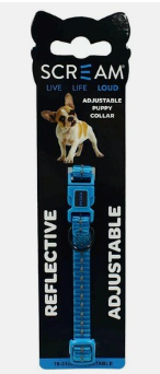 Scream reflective puppy collar Loud Blue 19-31cm