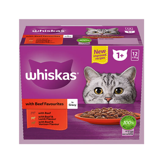 Whiskas - Beef in Gravy Pouches 12x85g